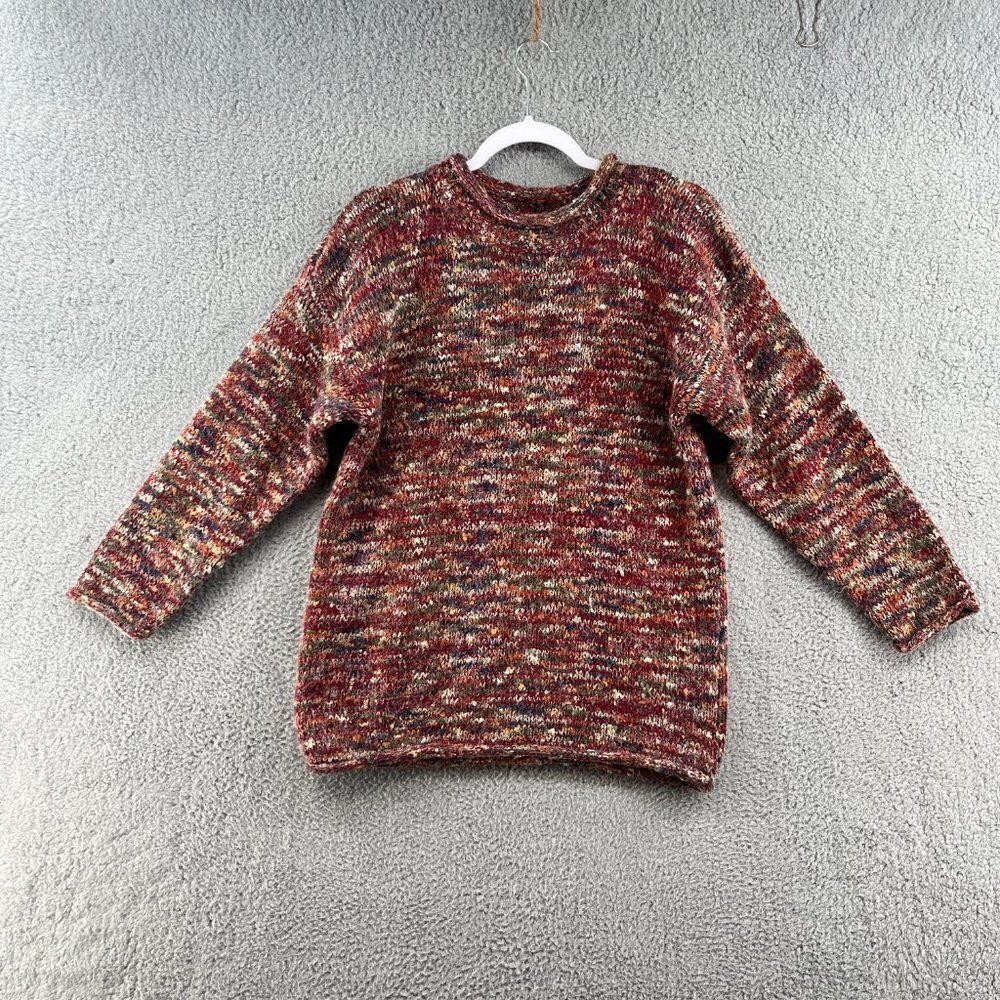 vintage sweater mixed yarn marled knit wool blend fuzzy